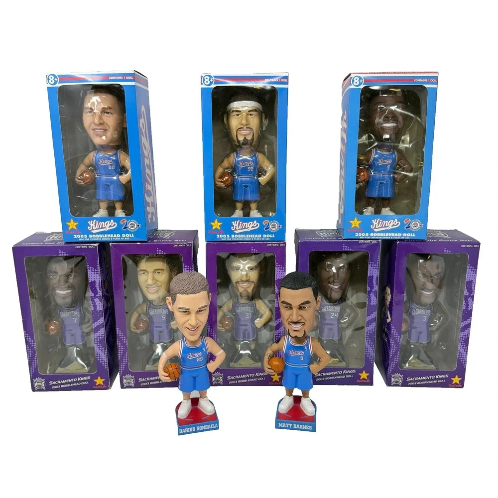 Sacramento Kings Carl's Jr Bobblehead Lot 10 2003 2005 Complete Sets Bases Boxes